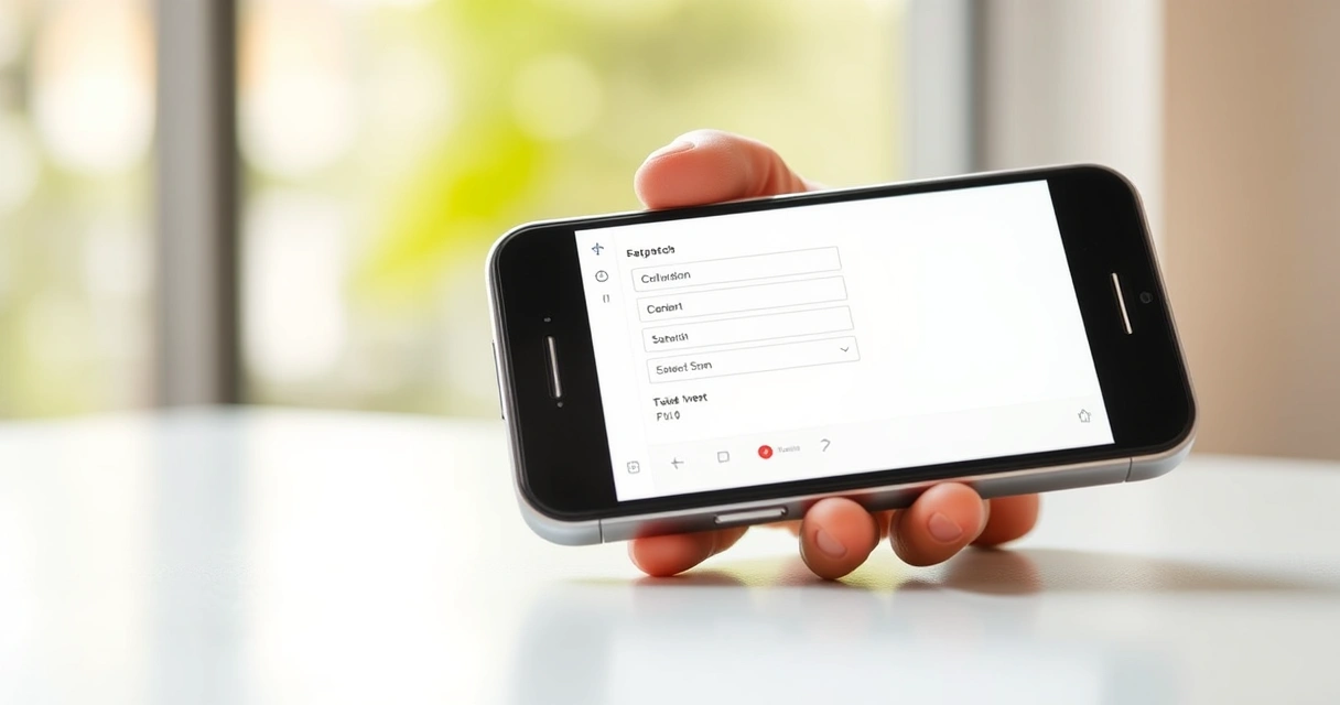 celular exibindo aplicativo de coleta de dados com formulário na tela
