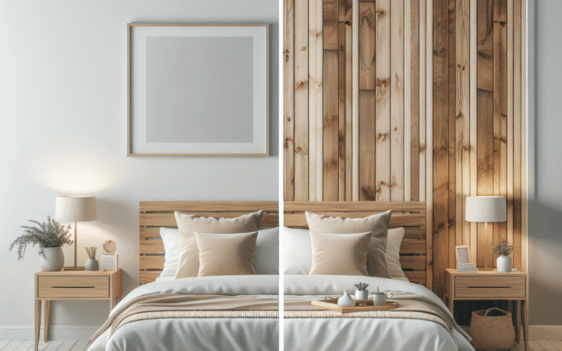 Adeus, cabeceira sem estilo! Aprenda a transformar seu quarto com tábuas de madeira
