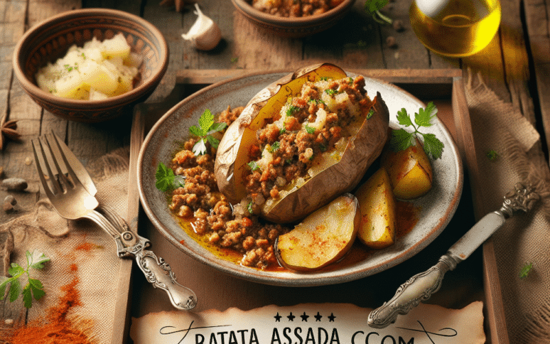 Batata Assada com Carne Moída recheada