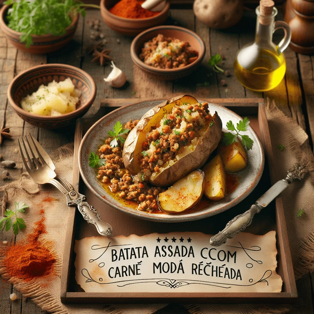 Batata Assada com Carne Moída recheada Batata Assada com Carne Moída recheada