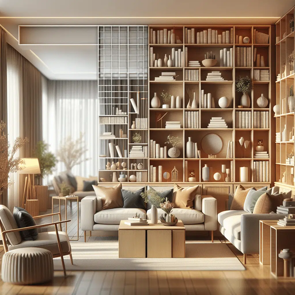 Essa pequena alteração na estante deixa sua sala mais ampla e elegante.