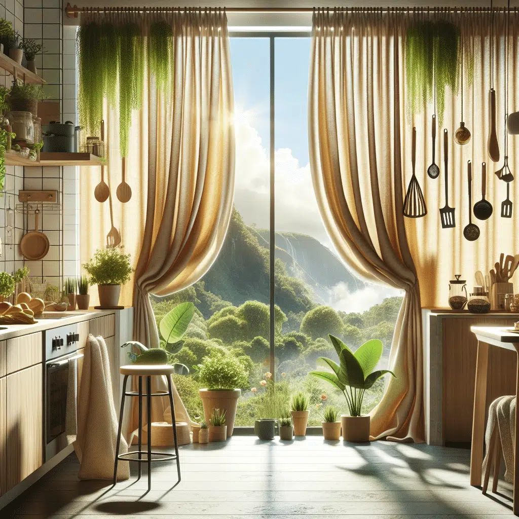 Cortinas para a cozinha: uma tendência ecológica em 2025