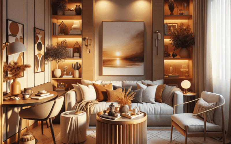 Dicas para adicionar uma mesa de centro em uma sala pequena sem ocupar muito espaço.