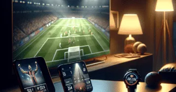 Três telas, sem confusão: TV principal + celular + relógio para curtir uma noite de esportes