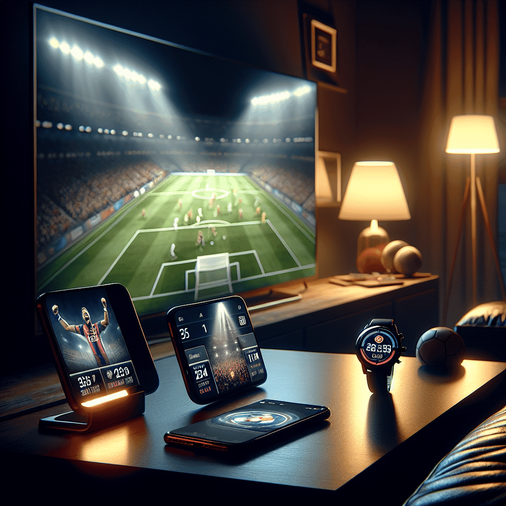 Três telas, sem confusão: TV principal + celular + relógio para curtir uma noite de esportes